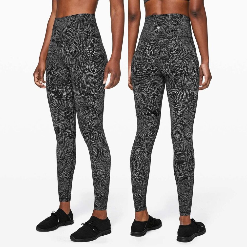Lululemon Align Pant 28" - Free Spirit Ice Grey Black - Size 4